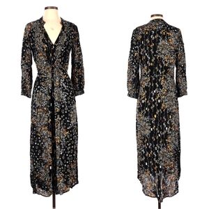 Poupette St Barth Black Floral Midi Dress XS